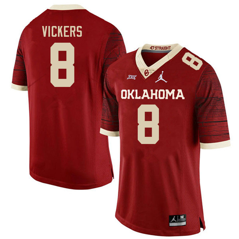 Men #8 Makari Vickers Oklahoma Sooners College Football Jerseys Stitched-Retro